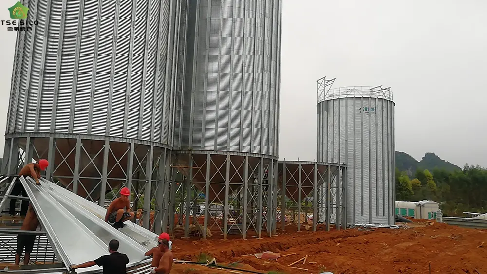 锥底钢板仓安装现场 锥底钢板仓安装现场