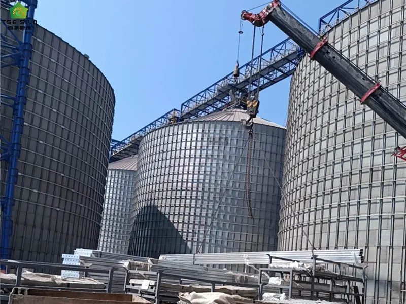 大型平底钢板仓建设中 大型平底钢板仓建设中